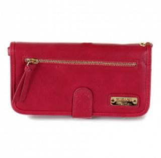 Portefeuille femme avec rabat à zip et perforation côté