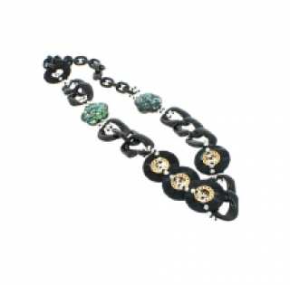 Collier fantaisie en chaîne et perles