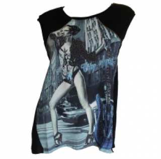 T-shirt avec motif photo et ouverture au dos