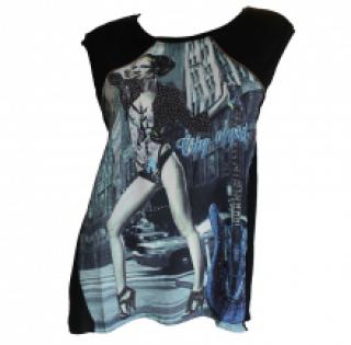 T-shirt avec motif photo et ouverture au dos