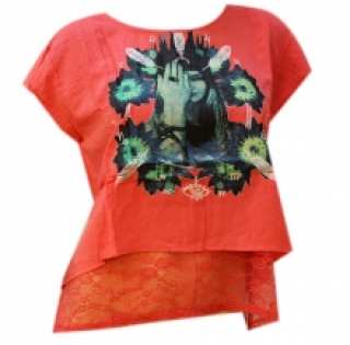 T-shirt en deux tons avec dentelle