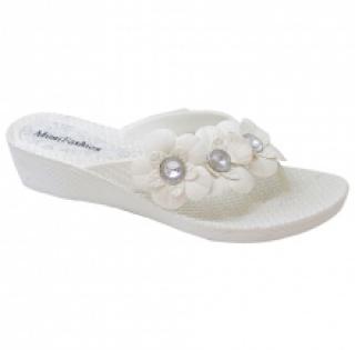Sandales compensées ornées de fleurs à strass