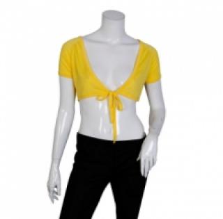 Boléro uni aux manches courtes avec lien à nouer