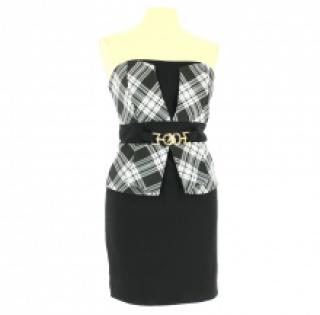 Robe bustier avec haut à carreau et ceinture fantaisie