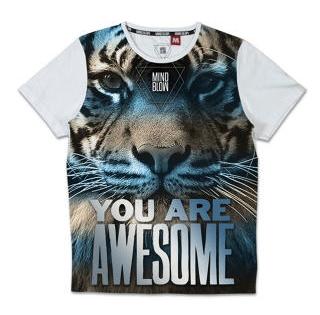T-shirt homme motif tête de tigre et you are awesome