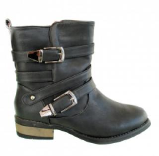 Bottines avec brides bouclées et zip côté pour femme