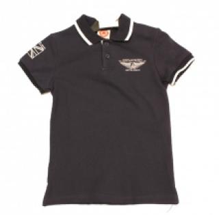 Polo avec motif brodé et biais contrastant