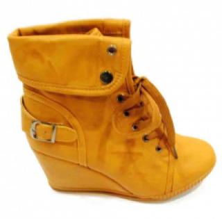 Bottines compensées avec lacet pour femme