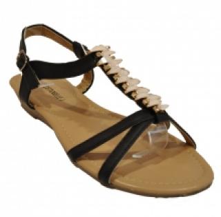 Sandales enjolivées de motifs dorés à strass