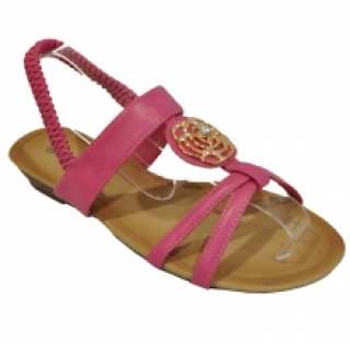 Sandales ornées de fleurs dorées avec brides élastiquées