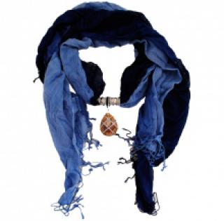 Écharpe bijou avec pendentif fantaisie et bordure à franges