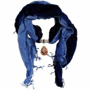 Écharpe bijou avec pendentif fantaisie et bordure à franges