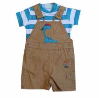 Ensemble salopette courte et t-shirt à rayures pour bébé garçon