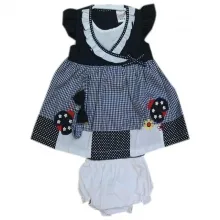 Ensemble trois pièces à carreaux et pois pour bébé fille