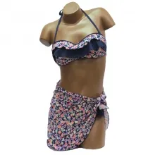 Bikini imprimé fleuri avec paréo