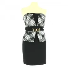 Robe bustier avec haut à carreau et ceinture fantaisie