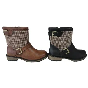 Bottines femme avec montants cloutés et brides à boucles décoratives