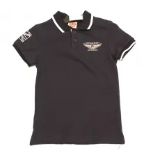 Polo avec motif brodé et biais contrastant