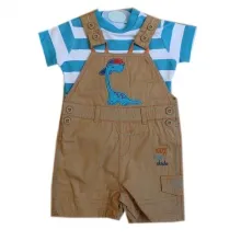 Ensemble salopette courte et t-shirt à rayures pour bébé garçon