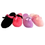 Pantoufles pour femme avec fourrure et nœud dessus