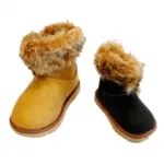 Bottines fourrées pour enfant avec bouton à cordelette sur le côté