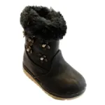 Bottines fourrées pour enfant avec motifs fleurs cloutés