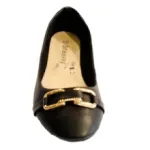 Ballerine noire femme avec bout arrondi et décor fantaisie dessus