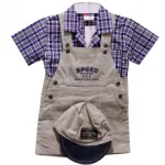 Magnifique ensemble salopette et chemise avec casquette pour bébé garçon