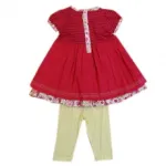 Ensemble deux pièces à rayures et motif fleuri pour bébé fille