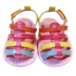 Sandales nu pieds tricolores avec motif fleurs
