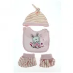 Ensemble vêtement bébé 3 pièces à rayures avec motif fantaisie