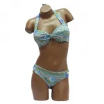 Bikini motif aztèque et rose avec paréo