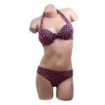 Maillot de bain femme trois pièces imprimé pois et léopard