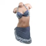 Maillot de bain femme trois pièces imprimé pois et léopard