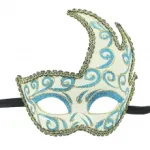 Joli masque vénitien loup avec volutes et lien à nouer
