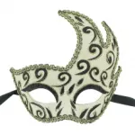Joli masque vénitien loup avec volutes et lien à nouer