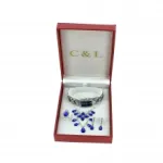 Parure bijou sertie de pierres facettées