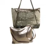 Sac de plage transparent "I love beach" avec une pochette à bandoulière assortie