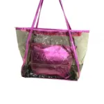 Sac de plage transparent "I love beach" avec une pochette à bandoulière assortie