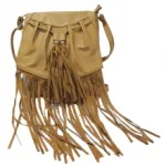 Sac à bandoulière à franges avec lien à serrer et pompons