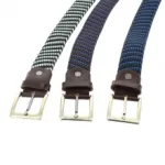 Ceinture bicolore tissée avec boucle ardillon en métal