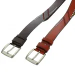 Ceinture en cuir ornée de clous avec boucle ardillon en métal