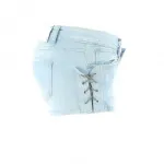 Short en jeans délavé avec lacet sur les côtés
