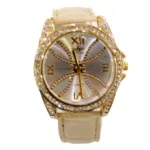 Montre bracelet fantaisie pour femme sertie de strass