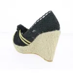 Espadrilles compensées crochet dentelle noir