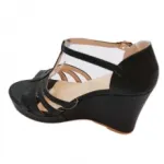 Sandales compensées noires avec multi-brides