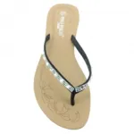 Sandales noires serties de pierres