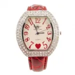Montre pour femme à cadran ovale orné de strass et bracelet classique
