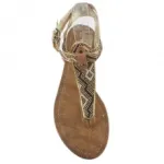 Sandales kaki avec motif aztèque