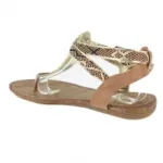 Sandales kaki avec motif aztèque